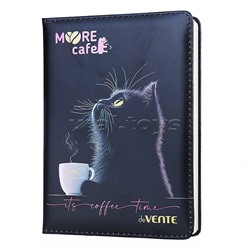 Записная книжка "MooreCafe" B6 (120 ммx170 мм) 160 стр, кремовая бумага 70 г/м² в клетку, печать в 1 краску, твердая обложка из искусственной кожи с поролоном, цветная печать, закругленные уголки, 1 ляссе, в термоусадочной пленке