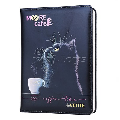 Записная книжка "MooreCafe" B6 (120 ммx170 мм) 160 стр, кремовая бумага 70 г/м² в клетку, печать в 1 краску, твердая обложка из искусственной кожи с поролоном, цветная печать, закругленные уголки, 1 ляссе, в термоусадочной пленке