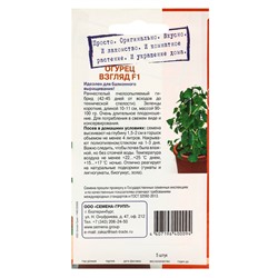 Семена "Растёт дома!" Огурец Взгляд, F1  5 шт.
