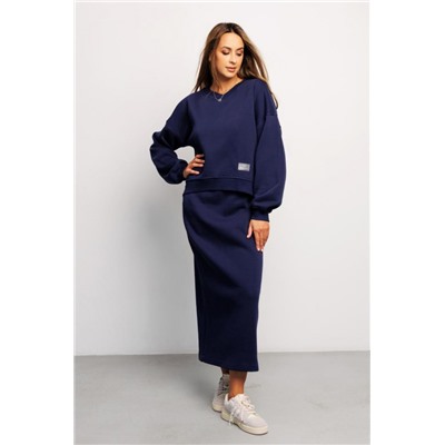 Свитшот худи оверсайз кофта с начесом 387DNV (Темно-синий)