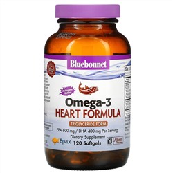 Bluebonnet Nutrition, Натуральная формула для поддержки сердца с омега-3, 120 мягких желатиновых капсул