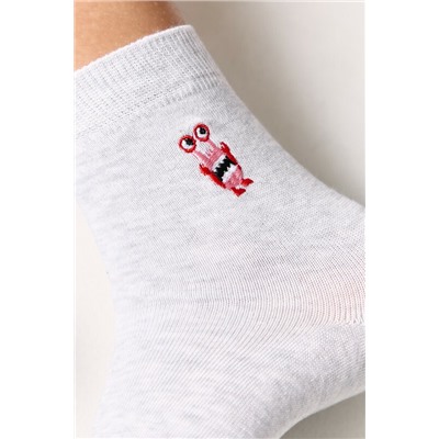 Классические Conte-kids TIP-TOP Однотонные хлопковые носки с вышивкой