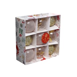 Ёлочные игрушки «Капризы зимы», шары новогодние, d=6 см, 9 шт. золото