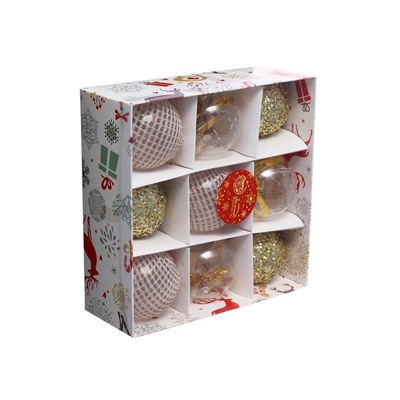 Ёлочные игрушки «Капризы зимы», шары новогодние, d=6 см, 9 шт. золото