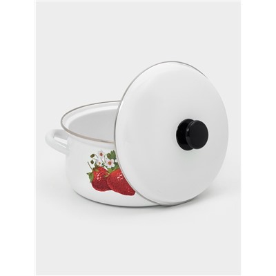 Кастрюля эмалированная, 4 л, d=26 см, с крышкой, белая