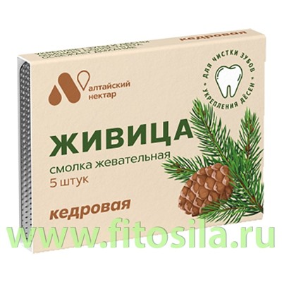 Смолка жевательная "Живица" (кедровая), блистер 0,8 г №5, в инд. уп.