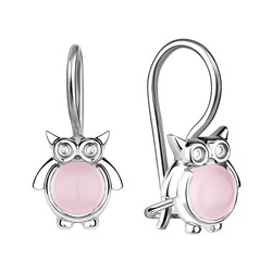Серьги из серебра розовый кварц, Л-10717