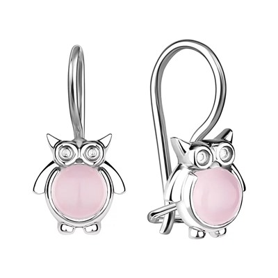 Серьги из серебра розовый кварц, Л-10717