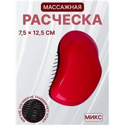 Расчёска массажная, 7.5×12.5(±1) см, PVC коробка, МИКС
