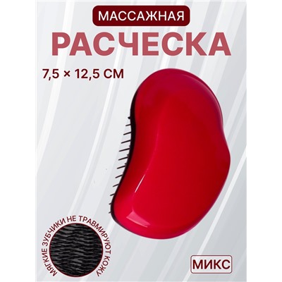 Расчёска массажная, 7.5×12.5(±1) см, PVC коробка, МИКС