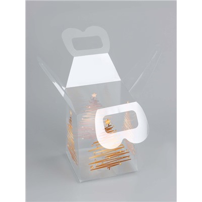 Коробка подарочная новогодняя складная ПВХ «Ёлочка» 12×12×15 см