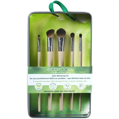 EcoTools, набор кисточек для ежедневной подводки глаз, набор из 5 предметов и лоток для хранения