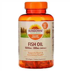 Sundown Naturals, рыбий жир, 1000 мг, 144 капсулы