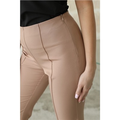 Брюки трикотажные женские, размер 46, бежевые
