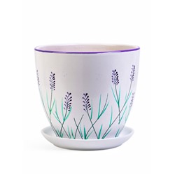 Горшок для цветов «Лаванда», керамика, с поддоном, набор 4 шт.: 400 мл, 1 л, 2.5 л, 5 л