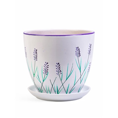 Горшок для цветов «Лаванда», керамика, с поддоном, набор 4 шт.: 400 мл, 1 л, 2.5 л, 5 л