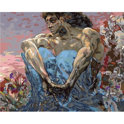 Картина по номерам 40х50 см "Демон (сидящий)" По мотивам картины Врубеля М. А. Фрагмент живопись с красками и кистью GTG-PNB/PL-201 ФРЕЯ