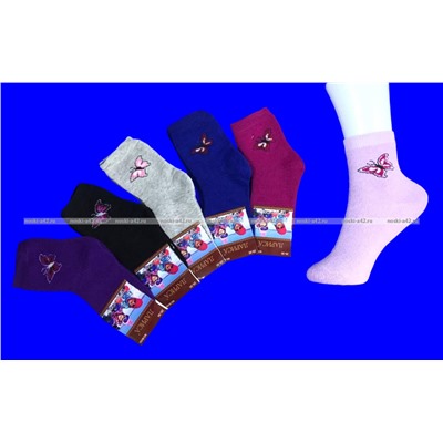 Лариса носки детские на девочку БАБОЧКИ внутри махра арт. ВА 50