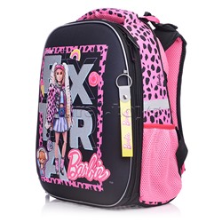 Рюкзак каркасный "Барби" формованный из полимеров, материал: нейлон, полиэстер, полноцветная печать, глиттер, вышивка, аппликация. 2 отделения на молнии, 2 бегунка на каждой молнии, 2 боковых кармана, светоотражатели , жесткая эргономичная спинка;  широки