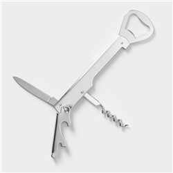 Штопор-открывашка Доляна «Универсальная», h=14 см, серебристый