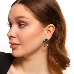 Серьги бижутерия с камнем, вставка: фианиты, цвет: зеленый, арт.101.266