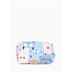 Косметичка-футляр женская с ручкой, объёмная, маленькая, для косметики, лекарств, прокладок, голубая/разноцветная