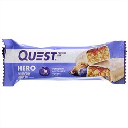 Quest Nutrition, Протеиновый батончик Hero, пирог с голубикой, 10 батончиков, вес каждого 60 г (2,12 унции) (Discontinued Item)