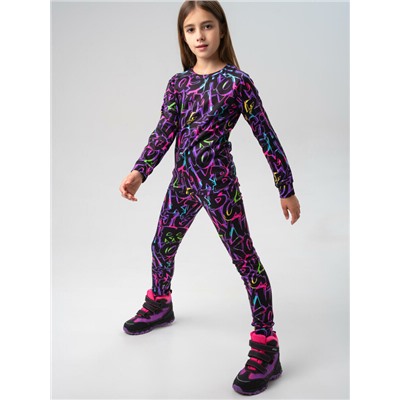 Термокомплект трикот. для девочек: фуфайка (футболка) с длин. рук, брюки