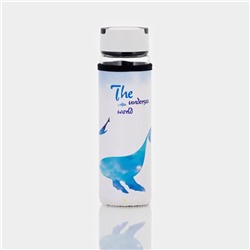 Бутылка для воды «Кит», 500 мл, h=23.5 см, с ручкой, в чехле, стекло, рисунок МИКС