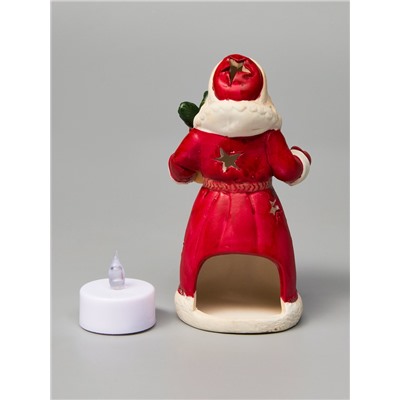 Светодиодная фигура «Дед Мороз», 13.2×7.1×6 см, 1 LED, керамика, от батарейки CR2032×1, тёплый белый свет