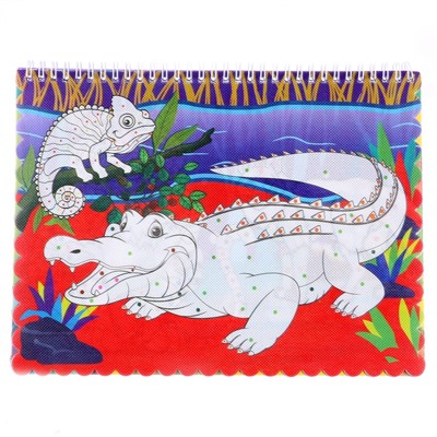 УЦЕНКА Книжка-раскраска многоразовая «Животные» фломастеры 12 цв, 3D очки, бутылочка