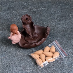 Подставка для благовоний TAKE IT EASY «Будда молчание», набор благовоний конусы, стелющийся дым, 12×8×8 см