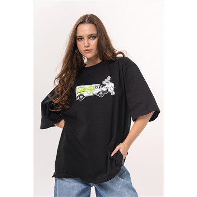 Футболка с принтом черная женская