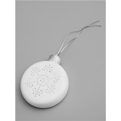 Ёлочный шар «Снежинка», 8.7×3.1×9.8 см, 1 LED, керамика, от батареек LR44×3, свечение тёплое белое