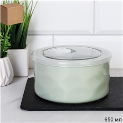 Контейнер салатник 650 мл крышка с клапаном / R-126 /уп 48/ Фарфор оливковый