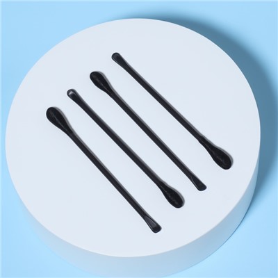 Ватные палочки, двусторонние, с ухочисткой, 100 шт., в пластиковом органайзере, чёрные