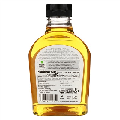 Madhava Natural Sweeteners, золотистый сок органической голубой агавы, 667 г (23,5 унции)