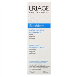 Uriage, Bariederm, Insulating Repairing Cream, Fragrance-Free, 2.5 fl oz (75 ml)