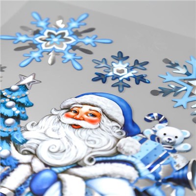 Наклейки- голограммы Room Decor «Дед Мороз с ёлочкой» 24×41 см