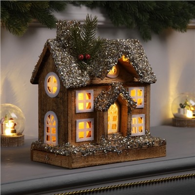 Фигура деревянная «Изба», 26×23×12 см, 5 LED, батарейки AAx2 (не в комплекте), свечение теплое белое
