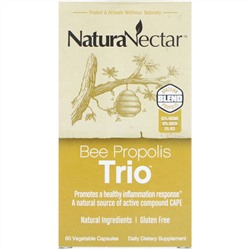 NaturaNectar, Bee Propolis Trio, 60 вегетарианских капсул