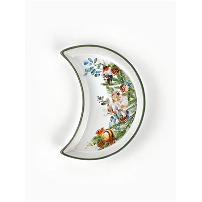 Тарелка плоская «Новогодняя акварель», 10.5×20 см, ручная работа