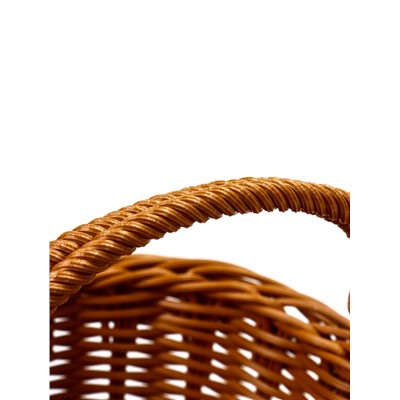 Корзина плетёная для хранения, 25×19×15 см, ручка h=17 см, пластиковая, коричневая