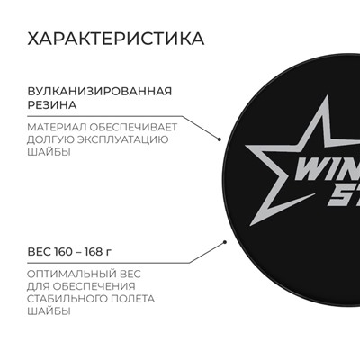 Шайба хоккейная Winter Star, взрослая, d=7.6 см