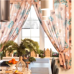 Комплект штор для кухни с подхватами «Этель» Fir branches, 2 шт., бежевые, 145×180 см