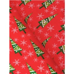 Бумага упаковочная новогодняя тишью «Зимний лес», красная, 50×66 см