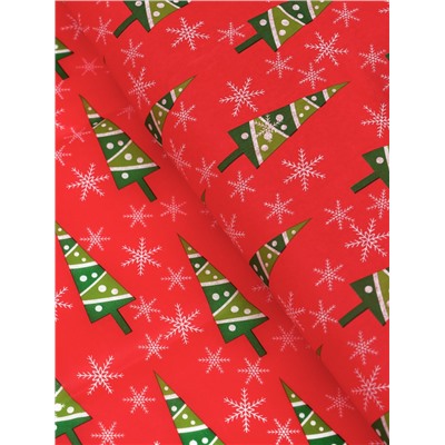 Бумага упаковочная новогодняя тишью «Зимний лес», красная, 50×66 см