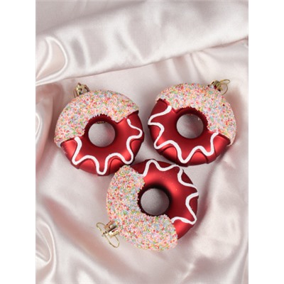 Новогоднее украшение Пончик 3 штуки 8 см / WF-203 /уп 182/