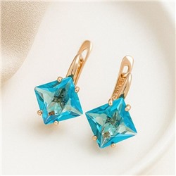 Серьги ювелирная бижутерия Дубайское золото, с покрытием позолотой, вставка: голубой камень, 0440, арт.214.588