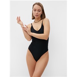 Купальник женский слитный однотонный MINAKU, размер 42, чёрный